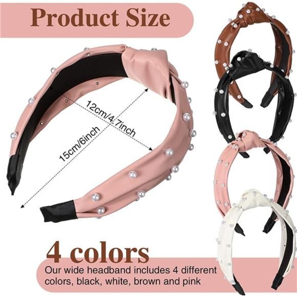 4 Pcs PU Leather Headbands for Women Non Slip Cross Knotted Headbands Thick main image 7